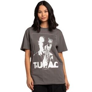 Tupac Shakur Bravado 2Pac T-Shirt Unisex Praying Hands Graphic S/S Music Gray XL